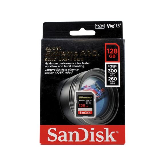 NWT SanDisk Extreme PRO 128GB SDXC Memory Card 300MB/s UHS-II Class 10 U3 V90 - Picture 2 of 4